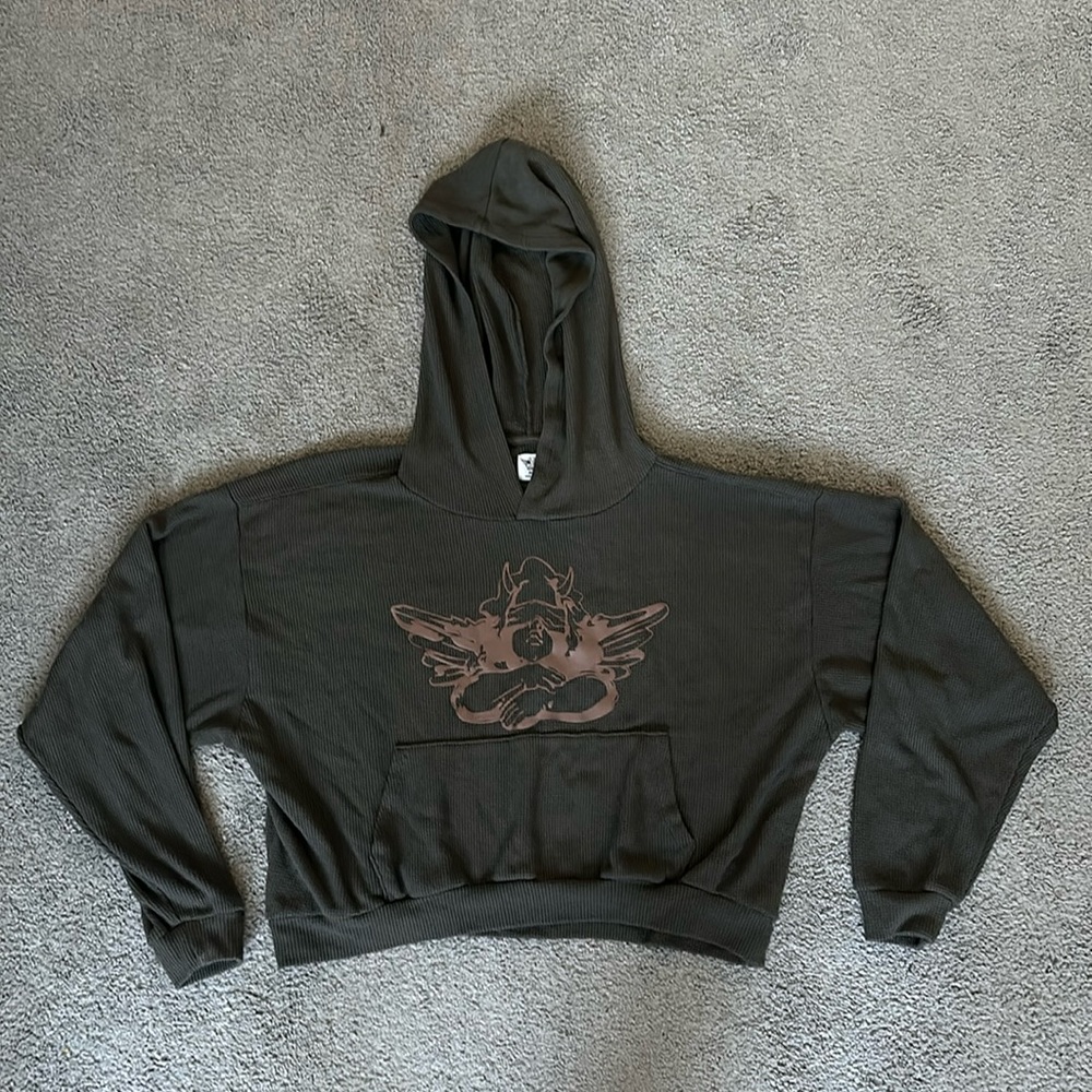 Boys Lie Burn the Bridge Thermal Hoodie Brown One Size